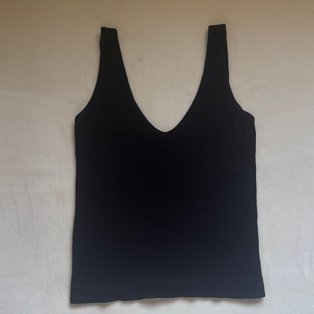 Aura Black V-Neck Tank Top